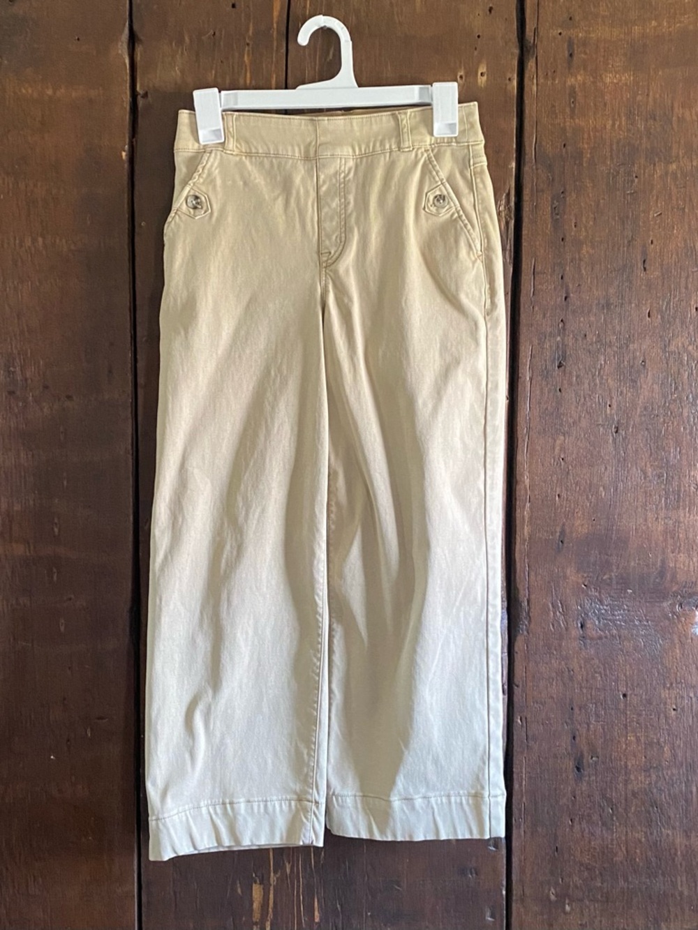 Spanx stretch twill cropped pants in almond - Picture 4 of 7